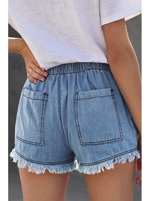 Womens Clothing Womens Bottoms | Womens Fashion Jeans Shorts Tassel Fringe Side Pockets Short Pants Casual Weekend Micro-elastic