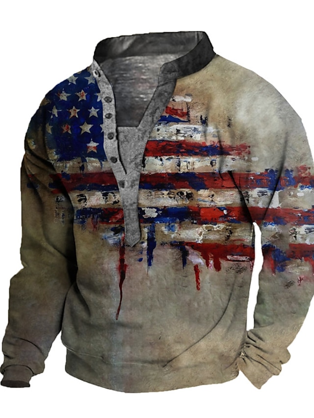 Mens Clothing Mens Hoodies & Sweatshirts | Mens Unisex Sweatshirt Pullover Graphic Prints National Flag Print Casual Daily Sport