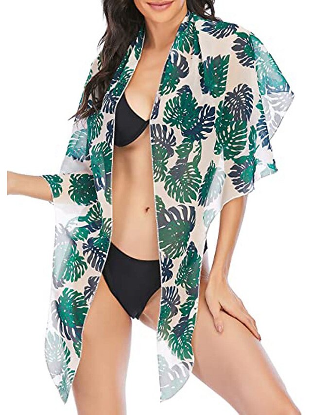 Womens Clothing Womens Swimwear | Womens Swimwear Cover Up Swim Shorts wrap Normal Swimsuit Printing Floral Green Black Blue Yel