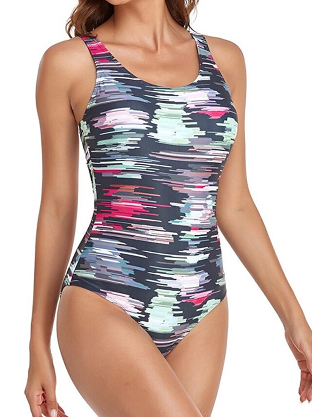 Womens Clothing Womens Swimwear | Womens Swimwear One Piece Monokini Bathing Suits Normal Swimsuit Tummy Control Open Back Print