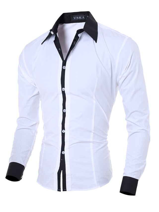 Mens Clothing Mens Shirts | Mens Dress Shirt Solid Colored Collar Classic Collar Office Work Business Career Daily Long Sleeve S