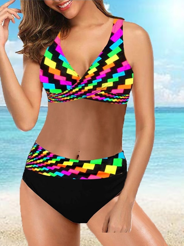 Womens Clothing Womens Swimwear | Womens Swimwear Bikini 2 Piece Plus Size Swimsuit Slim for Big Busts Plain Multi Color Yellow 