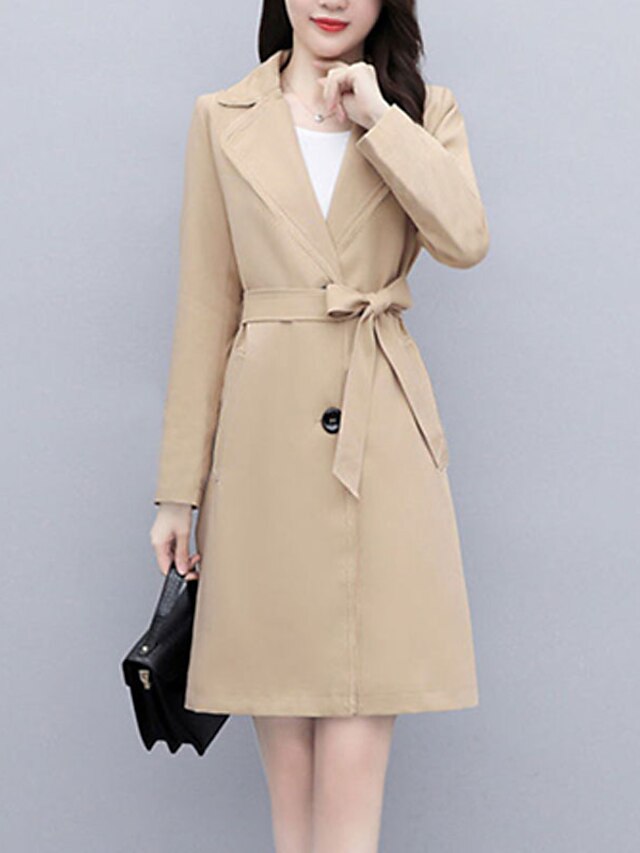 Womens Clothing Womens Outerwear | Womens Trench Coat Coat Street Daily Wear to work Spring Summer Long Coat Regular Fit Warm Br