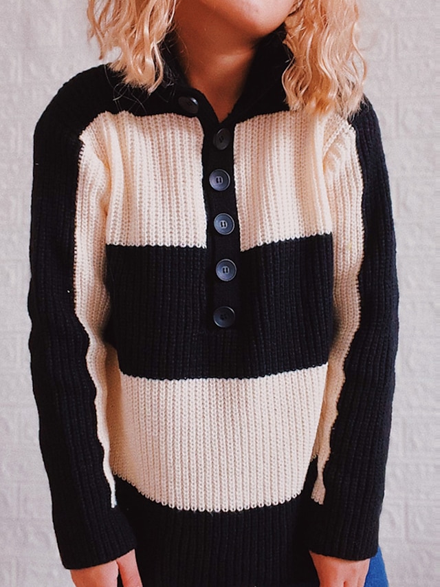 Womens Clothing Sweaters & Cardigans | Womens Pullover Sweater Jumper Ribbed Knit Knitted Button Striped Turtleneck Stylish Eleg