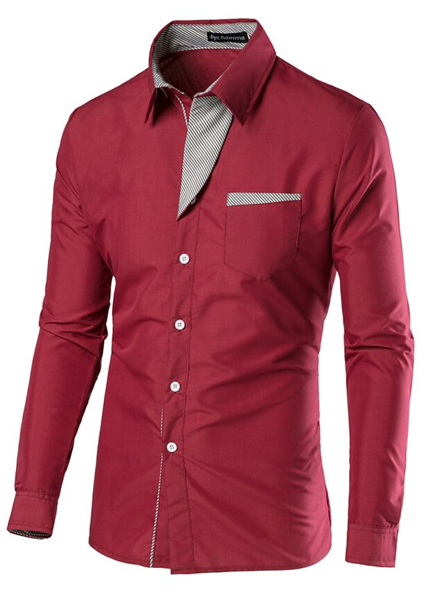  Chemise Homme Couleur Pleine Taille Asiatique Col de Chemise Manches Courtes Standard Polyester