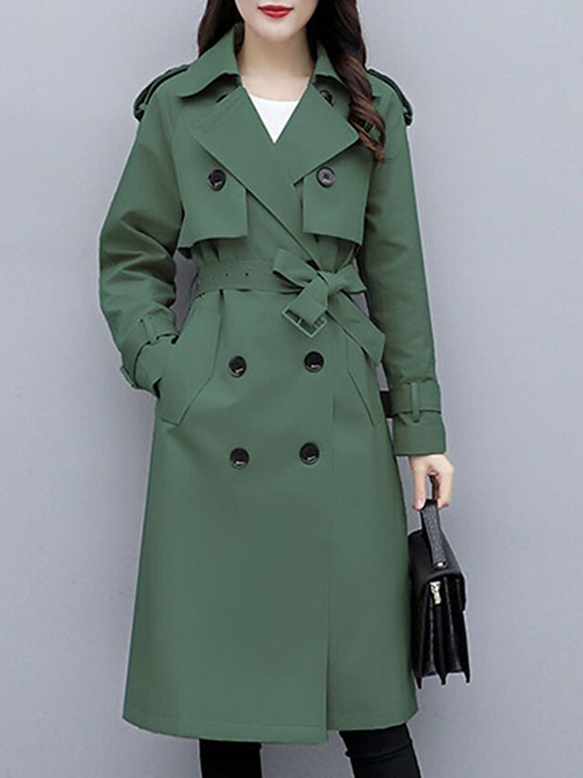 Womens Clothing Womens Outerwear | Womens Trench Coat Street Daily Going out Spring Summer Long Coat Regular Fit Warm Breathable