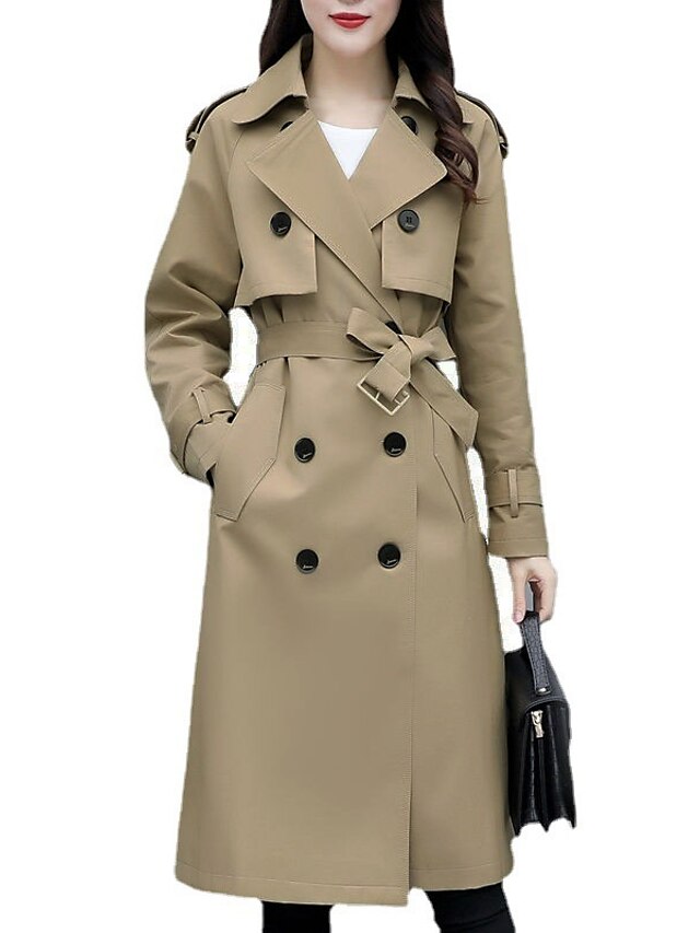 Womens Clothing Womens Outerwear | Womens Trench Coat Street Daily Going out Spring Summer Long Coat Regular Fit Warm Breathable