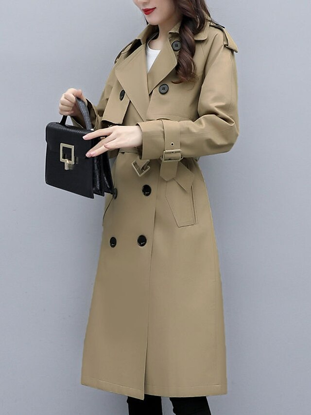 Womens Clothing Womens Outerwear | Womens Trench Coat Street Daily Going out Spring Summer Long Coat Regular Fit Warm Breathable