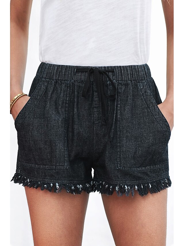 Womens Clothing Womens Bottoms | Womens Fashion Jeans Shorts Tassel Fringe Side Pockets Short Pants Casual Weekend Micro-elastic