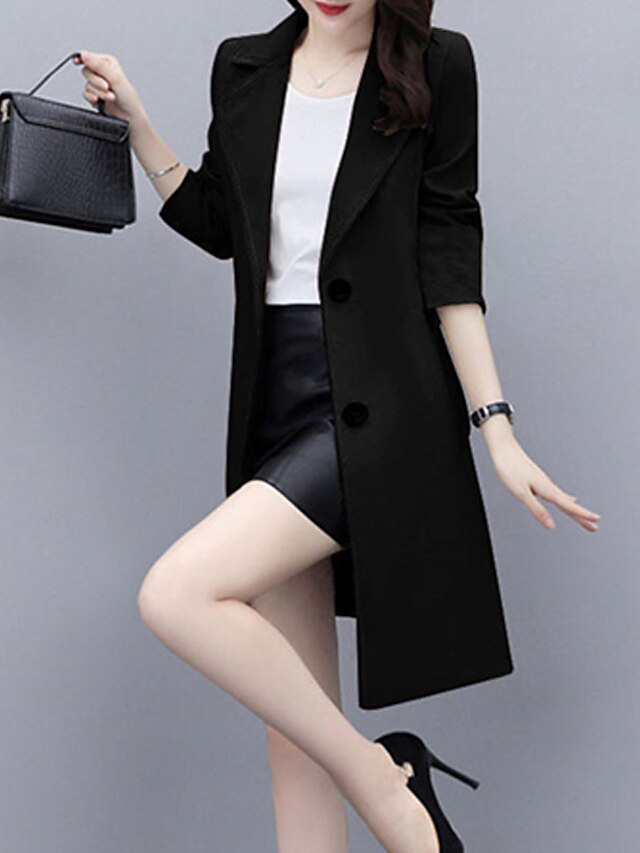 Womens Clothing Womens Outerwear | Womens Trench Coat Coat Street Daily Wear to work Spring Summer Long Coat Regular Fit Warm Br