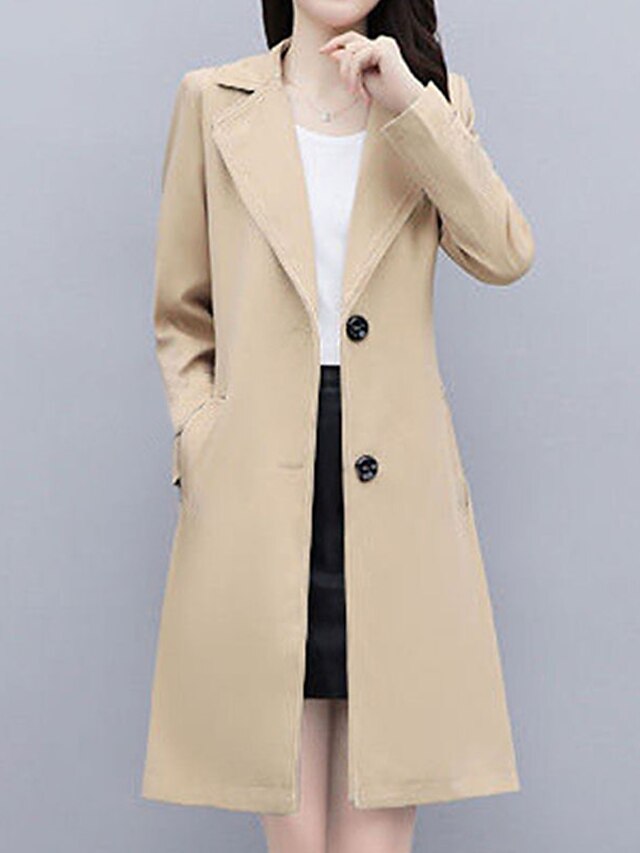 Womens Clothing Womens Outerwear | Womens Trench Coat Coat Street Daily Wear to work Spring Summer Long Coat Regular Fit Warm Br