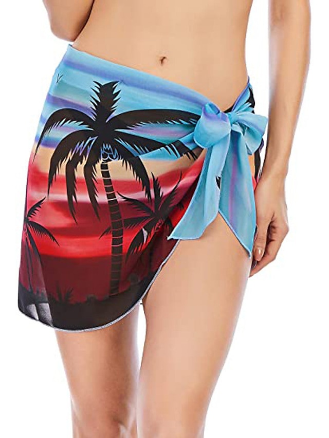 Womens Clothing Womens Swimwear | Womens Swimwear Cover Up Swim Shorts wrap Normal Swimsuit Printing Floral Green Black Blue Yel