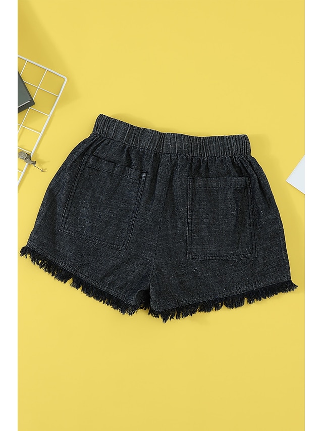 Womens Clothing Womens Bottoms | Womens Fashion Jeans Shorts Tassel Fringe Side Pockets Short Pants Casual Weekend Micro-elastic