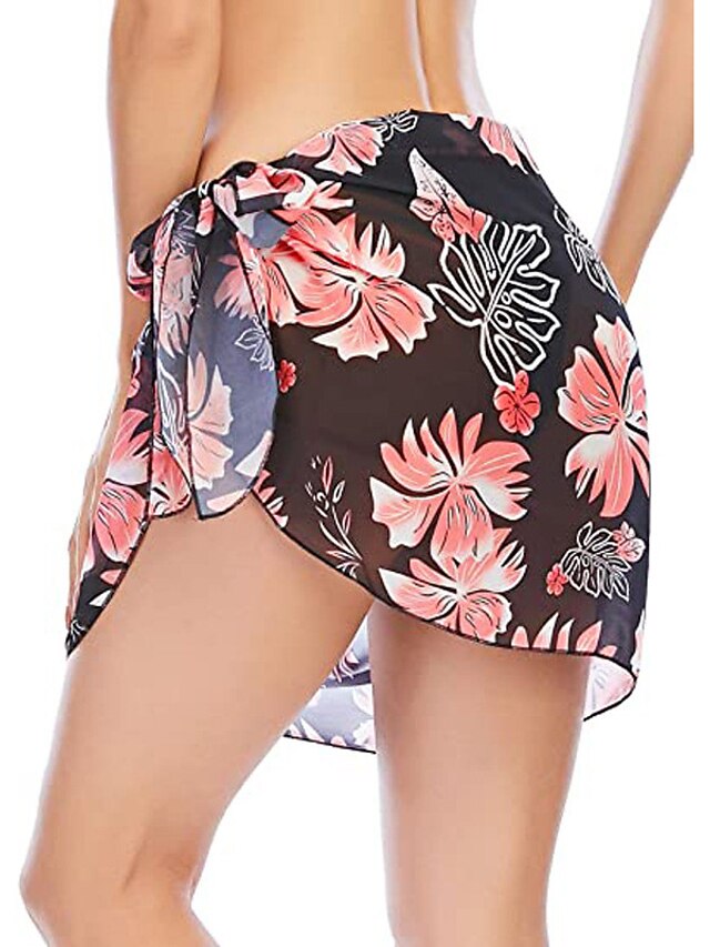 Womens Clothing Womens Swimwear | Womens Swimwear Cover Up Swim Shorts wrap Normal Swimsuit Printing Floral Green Black Blue Yel