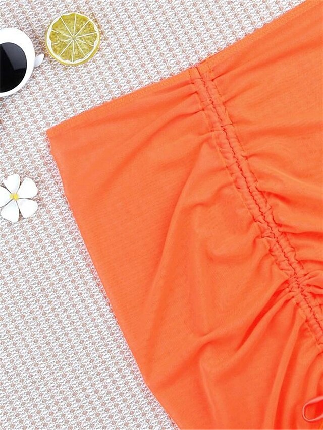Women's Cover Up Mini Skirts Drawstring Plain Pure Color Holiday Beach ...