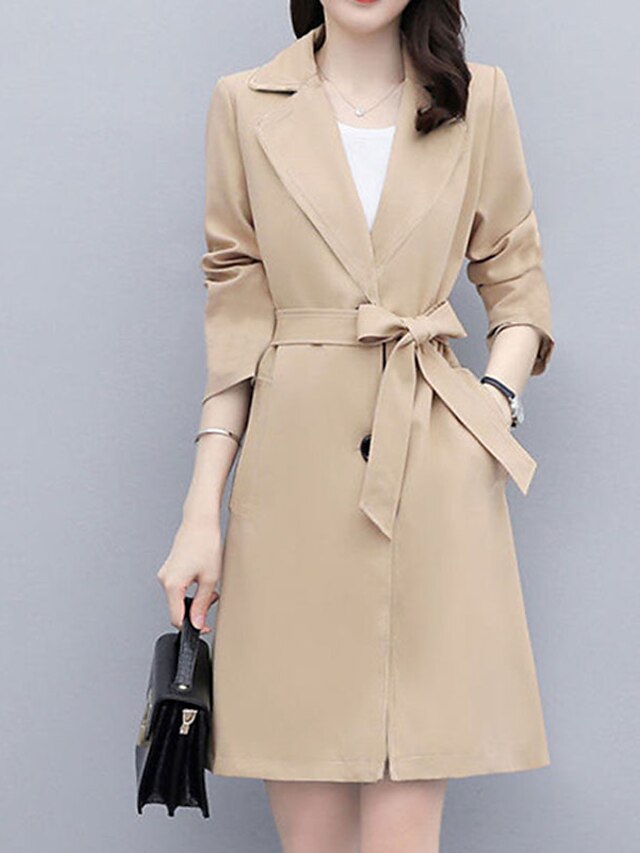 Womens Clothing Womens Outerwear | Womens Trench Coat Coat Street Daily Wear to work Spring Summer Long Coat Regular Fit Warm Br