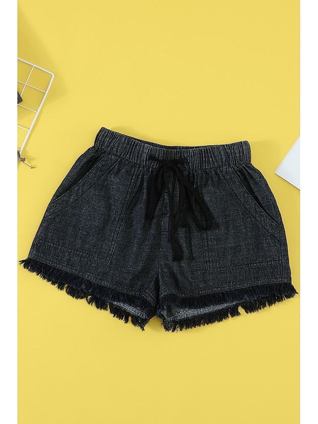 Womens Clothing Womens Bottoms | Womens Fashion Jeans Shorts Tassel Fringe Side Pockets Short Pants Casual Weekend Micro-elastic