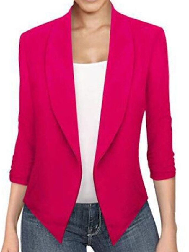 Women's Blazer Solid Colored Classic Elegant & Luxurious Long Sleeve ...