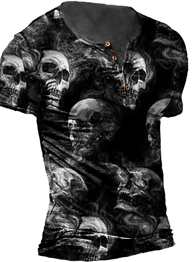 Mens Clothing Mens Tees & Tank Tops | Mens Unisex T shirt Tee 3D Print Graphic Prints Skull Crew Neck Street Daily Print Short S