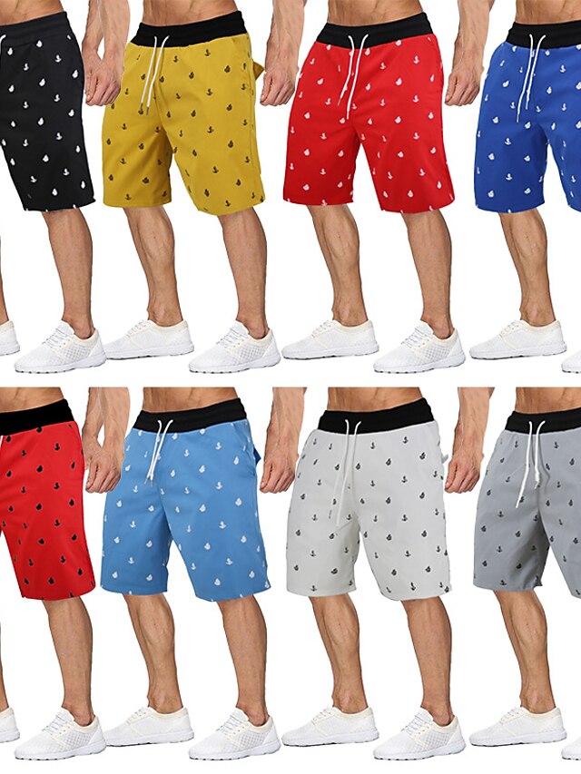 Mens Clothing Mens Bottoms | Mens Stylish Hawaiian Shorts Board Shorts Swim Trucks Elastic Waist Print Knee Length Pants Daily B