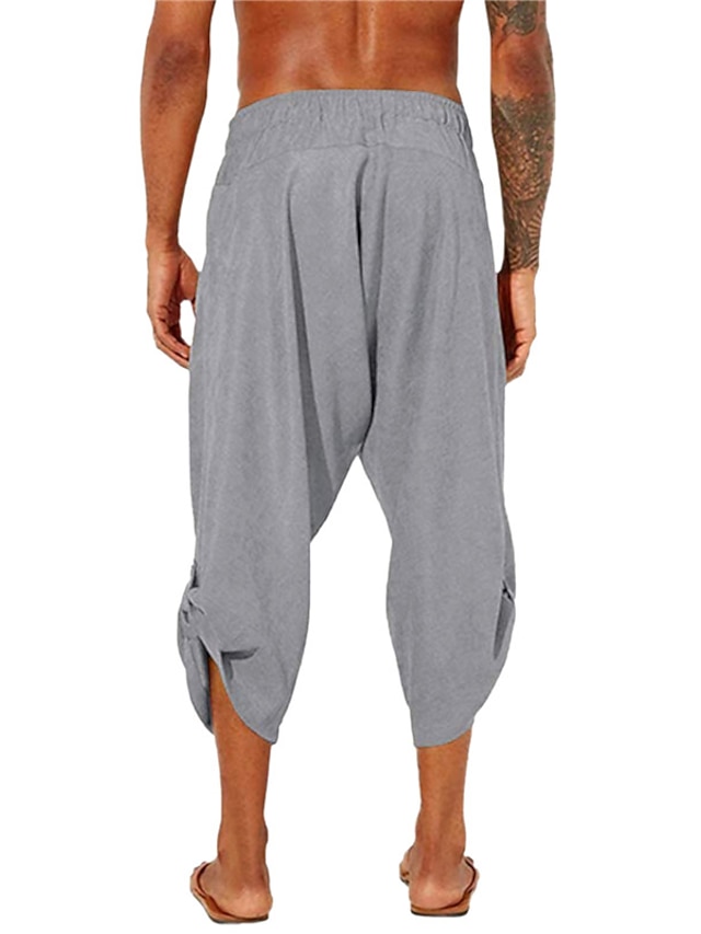 Mens Clothing Mens Bottoms | Mens Fashion Hip-Hop Bloomers Baggy Elastic Drawstring Design Front Pocket Calf-Length Pants Casual