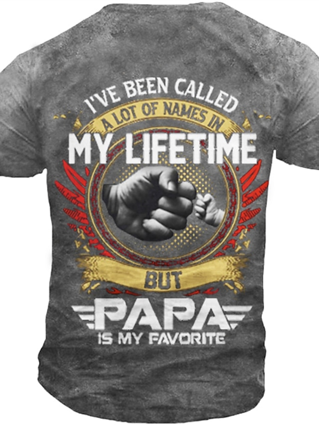  Men's Graphic Letter Hand T Shirt Papa T Shirt Short Sleeve T shirt 3D Print Crew Neck Shirt Vintage Fashion Designer Outdoor Casual Daily Black Blue Green Summer Clothing Apparel S M L XL XXL 3XL 4XL