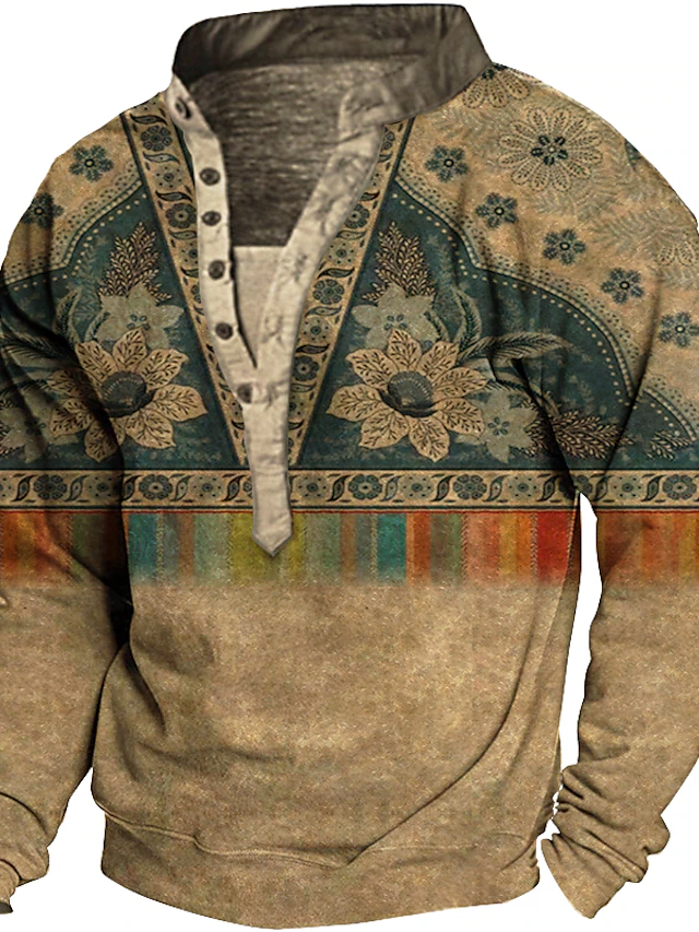 Men's Sweatshirt Pullover Thermal warm Fall Winter V Neck Graphic ...