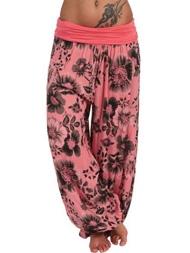 Womens Clothing Plus Size Collection | Womens Plus Size Harem Pants Print Floral Casual Casual Daily Natural Full Length Spring 