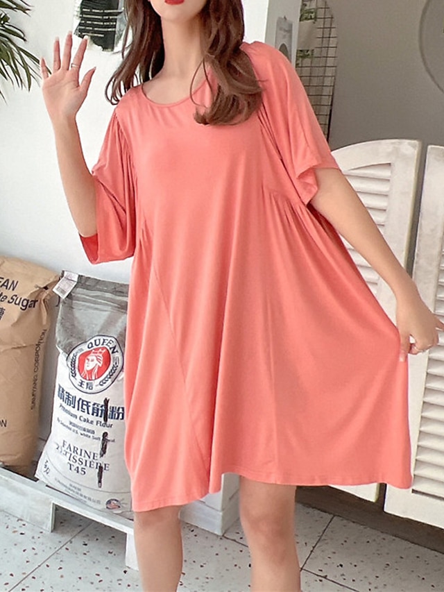 Womens Clothing Womens Sleep & Lounge | Womens Pajamas Nightgown Pure Color Simple Comfort Home Daily Bed Modal Breathable Gift 