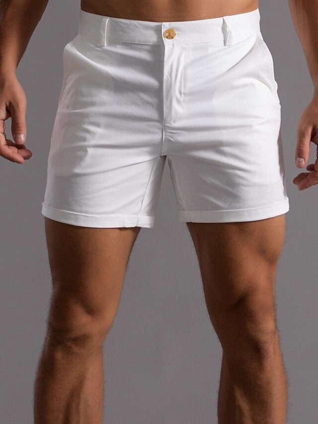 Mens Clothing Mens Bottoms | Mens Stylish Casual Shorts Chino Shorts Pocket Short Pants Daily Micro-elastic Solid Color Comfort 