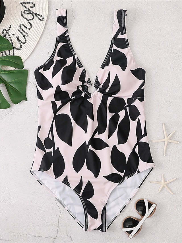 Womens Clothing Womens Swimwear | Womens Swimwear One Piece Monokini Bathing Suits Normal Swimsuit Tummy Control Open Back Print