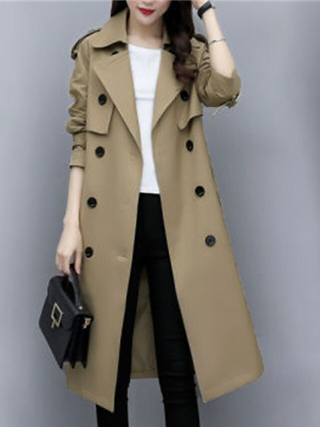 Womens Clothing Womens Outerwear | Womens Trench Coat Street Daily Going out Spring Summer Long Coat Regular Fit Warm Breathable