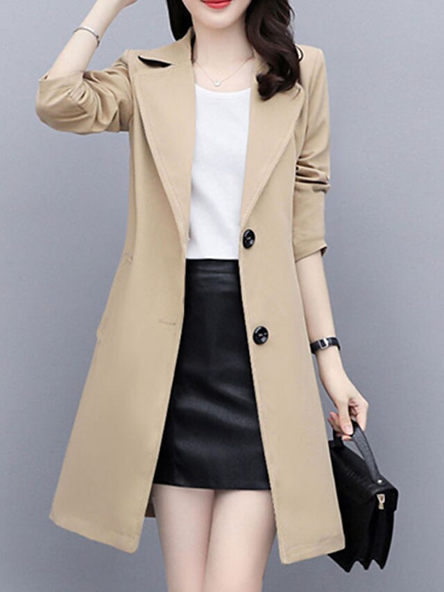 Womens Clothing Womens Outerwear | Womens Trench Coat Coat Street Daily Wear to work Spring Summer Long Coat Regular Fit Warm Br