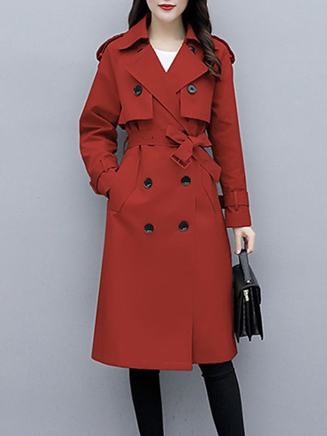 Womens Clothing Womens Outerwear | Womens Trench Coat Street Daily Going out Spring Summer Long Coat Regular Fit Warm Breathable