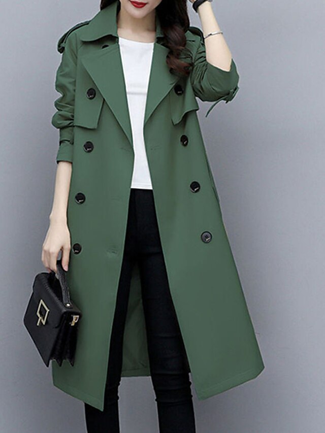 Womens Clothing Womens Outerwear | Womens Trench Coat Street Daily Going out Spring Summer Long Coat Regular Fit Warm Breathable