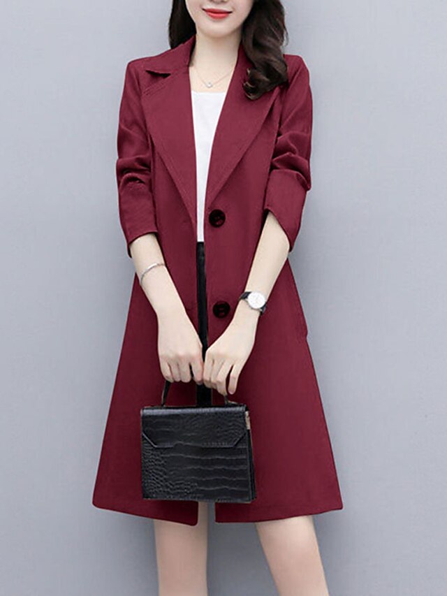 Womens Clothing Womens Outerwear | Womens Trench Coat Coat Street Daily Wear to work Spring Summer Long Coat Regular Fit Warm Br