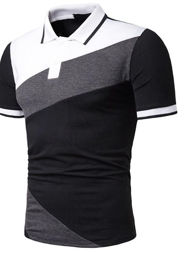  Herren poloshirt Schwarz Weiß Kurzarm Sonnenschutz Leichtgewichtig T-Shirt Shirt Patchwork Golfkleidung, Kleidung, Outfits, Kleidung