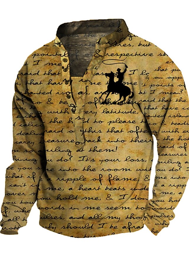 Mens Clothing Mens Hoodies & Sweatshirts | Mens Unisex Sweatshirt Pullover Graphic Prints Horse Letter Print Casual Daily Sports