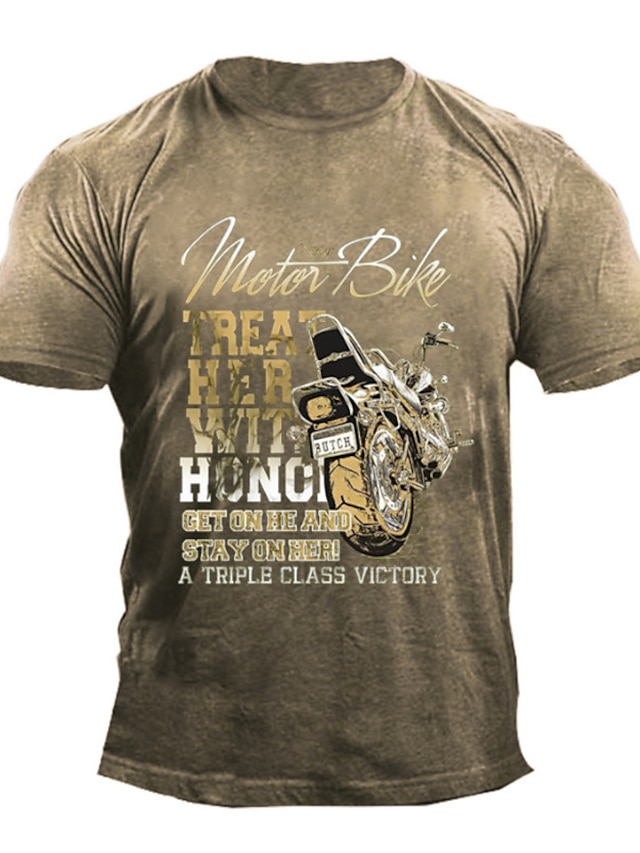  Men's Unisex T shirt 3D Print Graphic Prints Motorcycle Crew Neck Street Daily Print Short Sleeve Tops Casual Designer Big and Tall Papa T Shirts Blue Black Gray / Summer