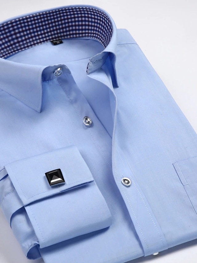Homme Chemise Chemise boutonnée Chemise à col Chemises à manchettes françaises Col manche longue