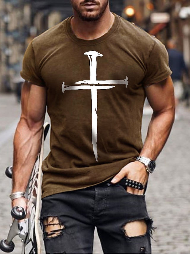 Cross Casual Mens 3D Shirt | Red Summer Cotton | Tee Men'S Graphic ...