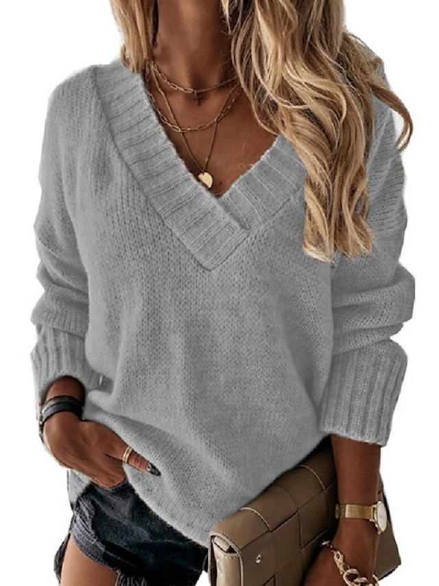 Womens Clothing Sweaters & Cardigans | Womens Sweater Solid Color Casual Long Sleeve Loose Sweater Cardigans V Neck Fall Winter 