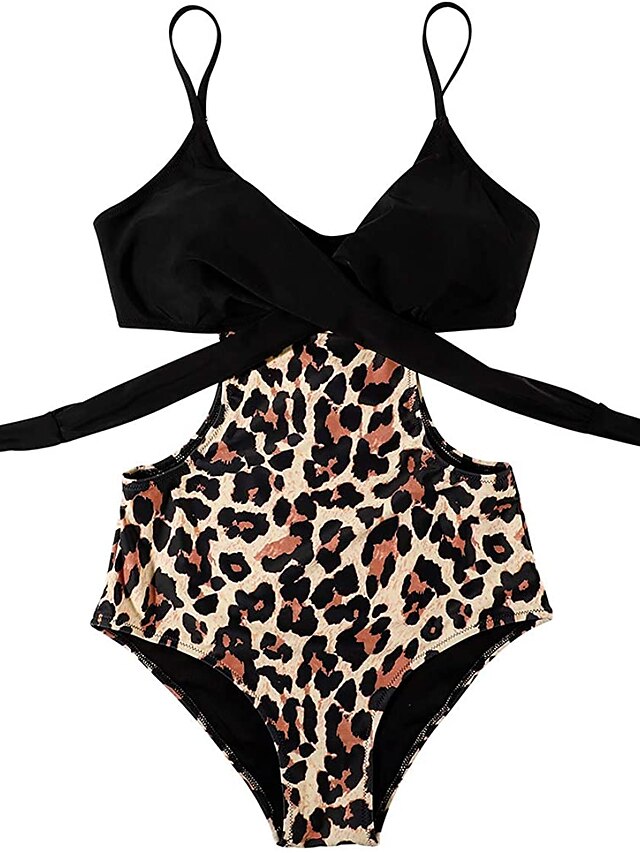 Womens Clothing Womens Swimwear | Womens Swimwear One Piece Monokini Bathing Suits Normal Swimsuit Cut Out Slim Floral Leopard P