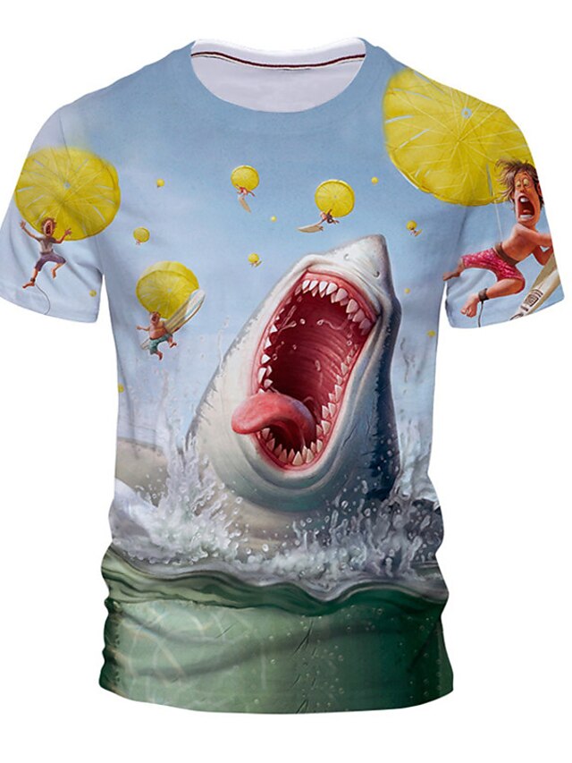 Mens Clothing Mens Tees & Tank Tops | Mens Unisex T shirt Tee 3D Print Graphic Prints Shark Crew Neck Street Daily Print Short S