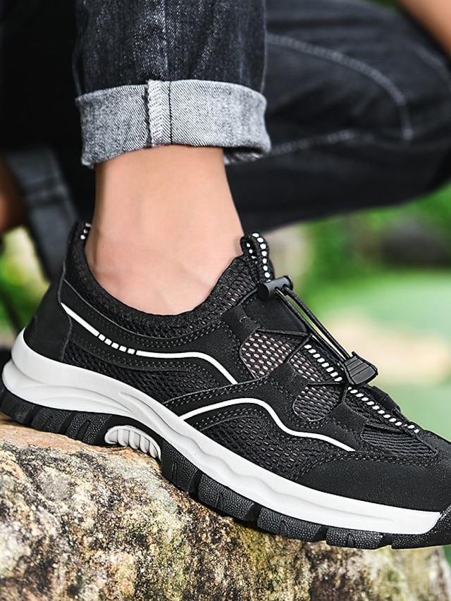  Men's Loafers & Slip-Ons Casual Beach Daily Walking Shoes Mesh Black Khaki Gray Fall Spring