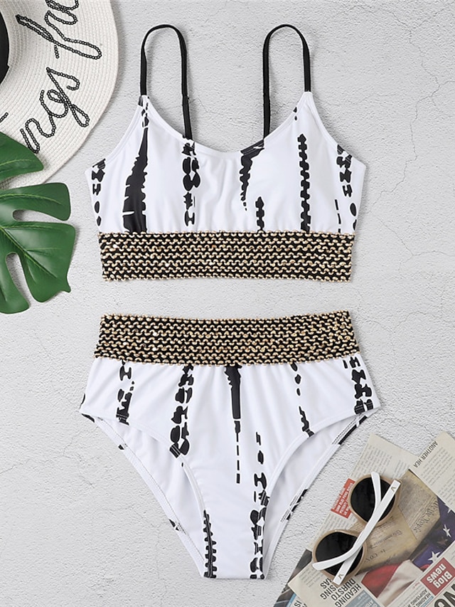 Womens Clothing Womens Swimwear | Womens Swimwear Bikini 2 Piece Normal Swimsuit Open Back Lace Pure Color White Black Camisole 