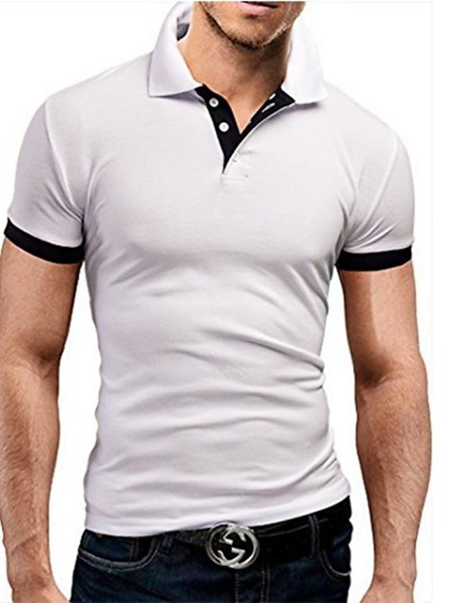  Men's Polo Shirt Tank Top Vest Classic Short Sleeve Black / Red Black / Blue Wine Red Grey&black green&yellow green&orange Solid Color Collar Gym Clothing Clothes Classic