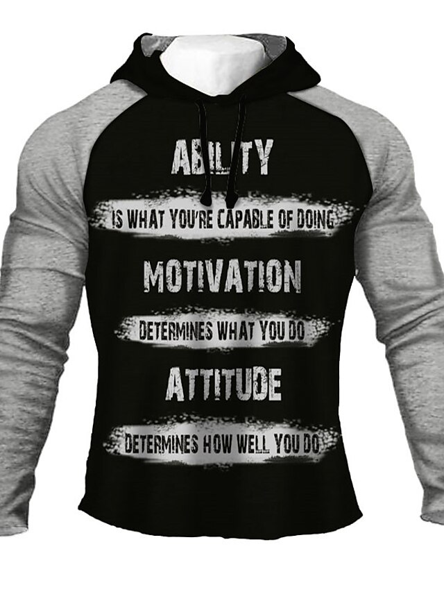 Mens Clothing Mens Hoodies & Sweatshirts | Mens Hoodie Pullover Hoodie Sweatshirt Letter Print Hooded Sports & Outdoor Casual Da