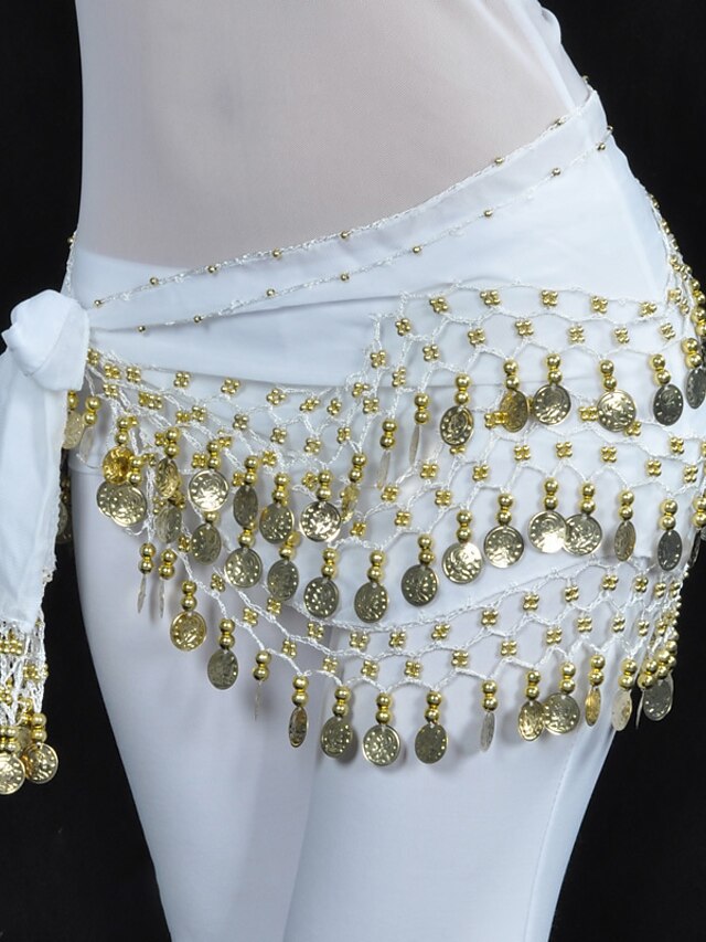 Belly Dance Hip Scarf Coin Sequin Womens Training Chiffon Ballroom Gold Coin Belt 2024 749 1157