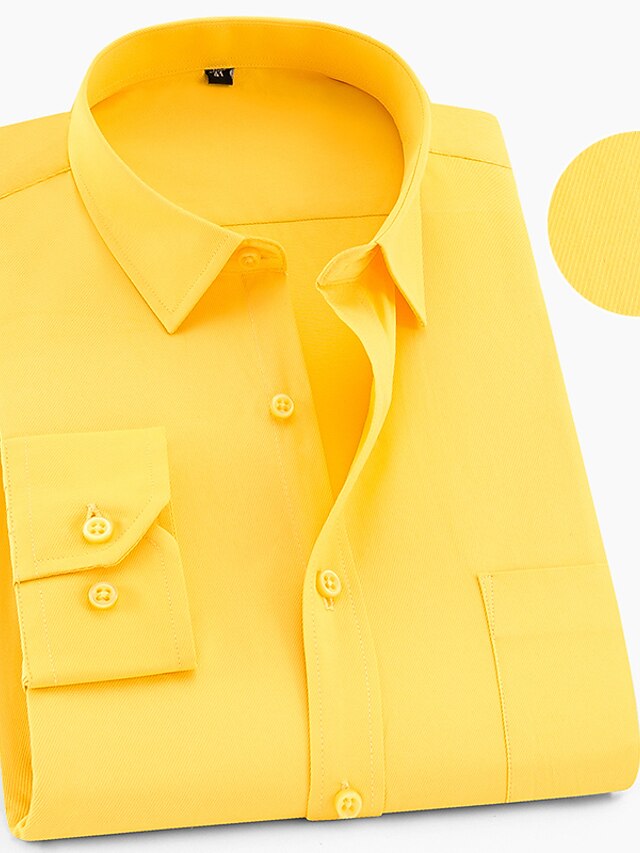Men's Shirt Dress Shirt Solid Color Solid Colored Square Neck Light